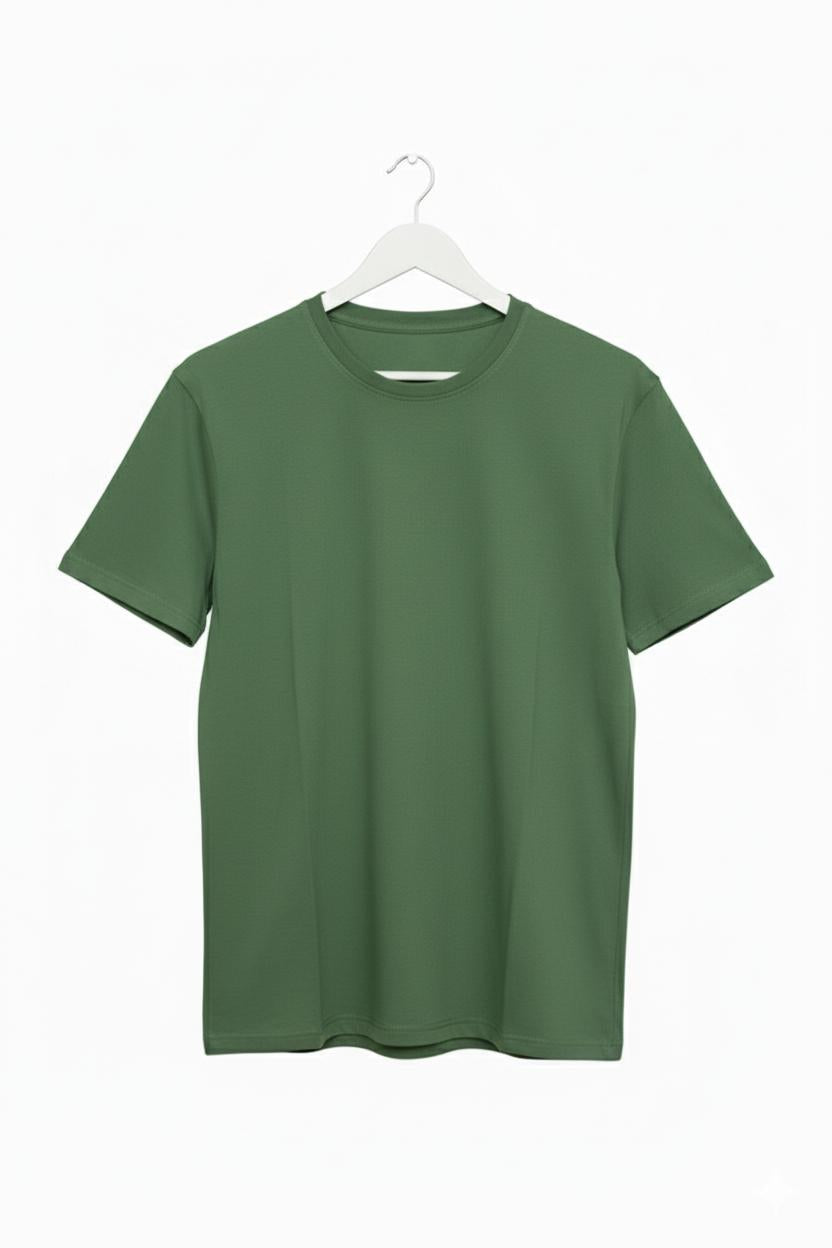 Male Round Neck T-Shirt- II Explore Olive Green Zippy by Crayzippy