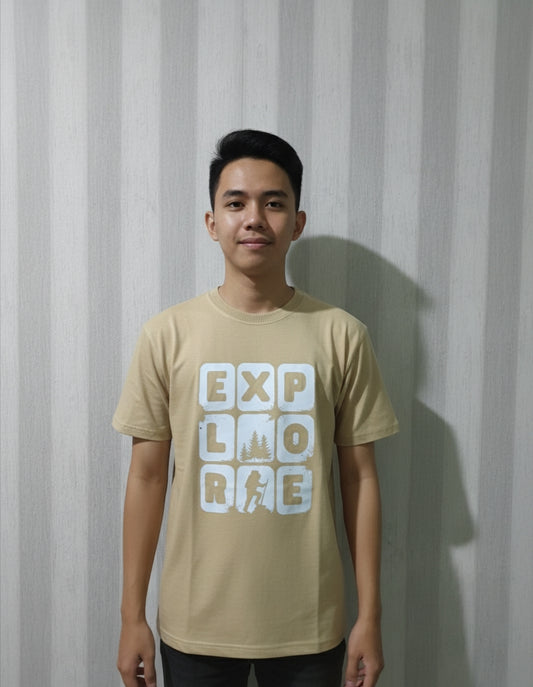 Unisex Oversized Graphic T-Shirt- Beige II Explore Print I Zippy by Crayzippy