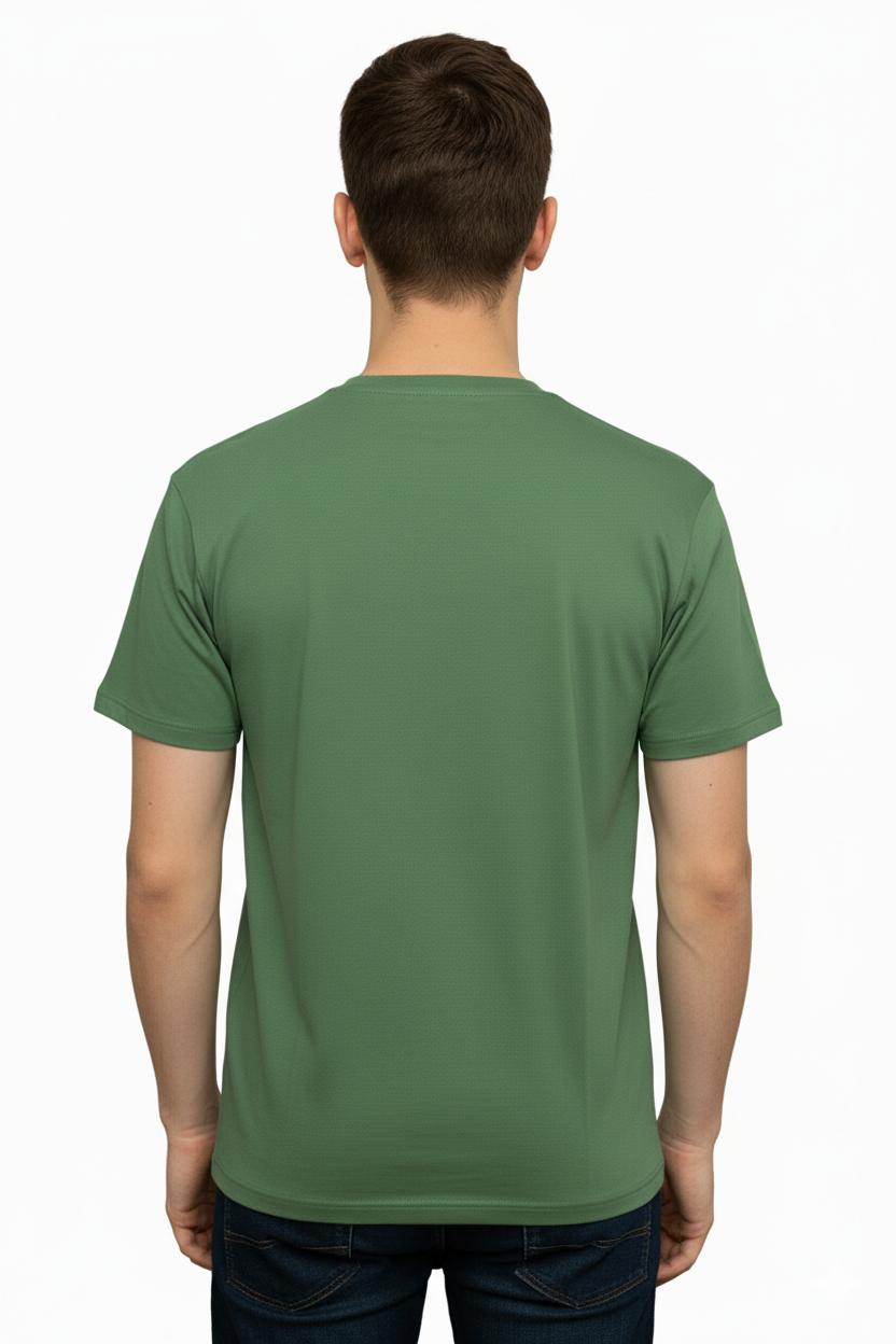 Male Round Neck T-Shirt- II Explore Olive Green Zippy by Crayzippy