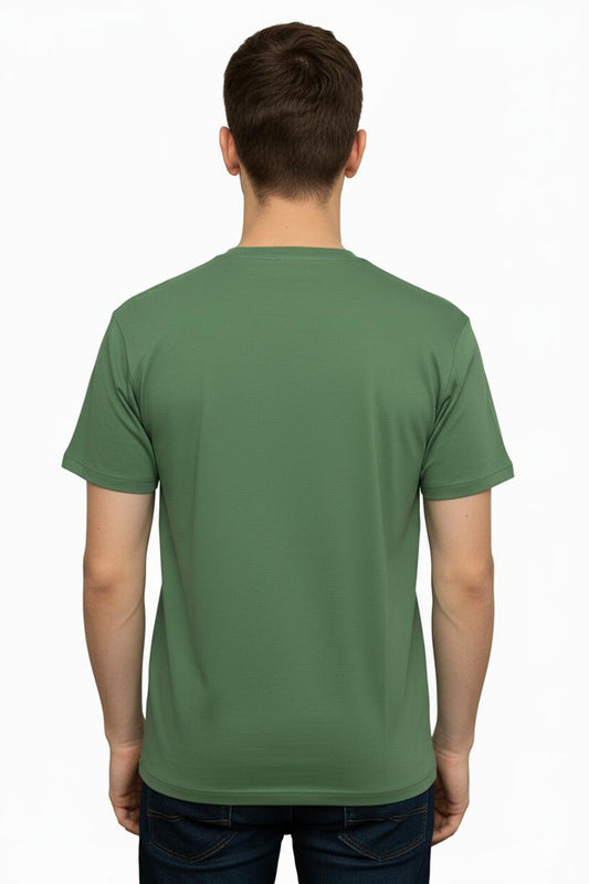 Male Round Neck T-Shirt- II Explore Olive Green Zippy by Crayzippy