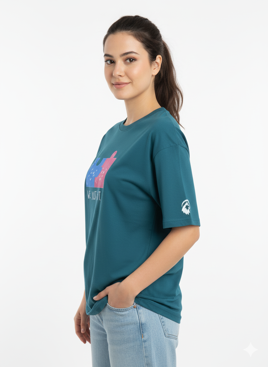 Just Fit Unisex French Terry T-Shirt – Blue | Peacock Blue | Zippy by Crayzippy